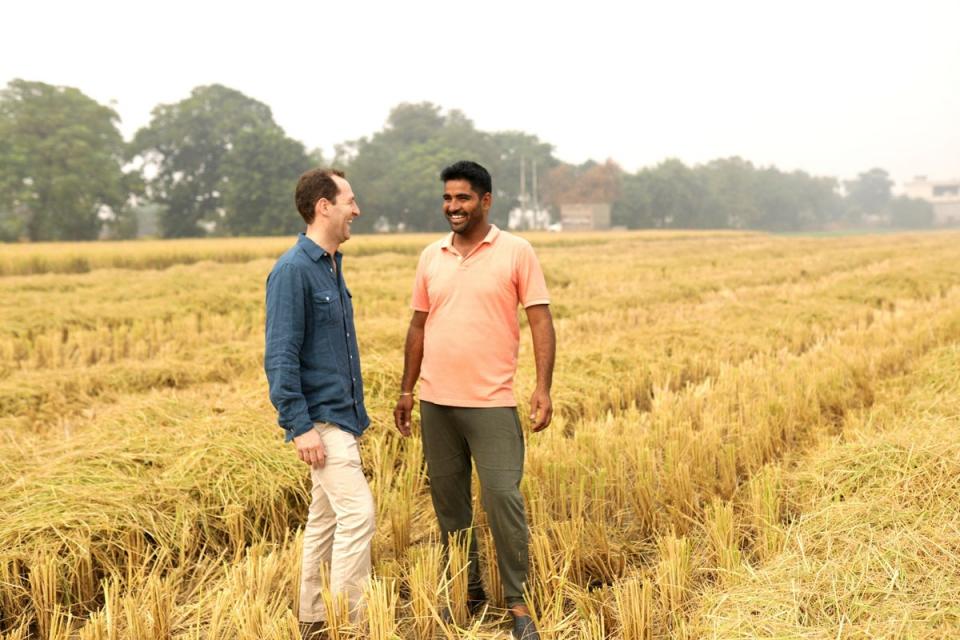 Fergus O'Sullivan with rice farmer Jogi Ram (Nice Rice)