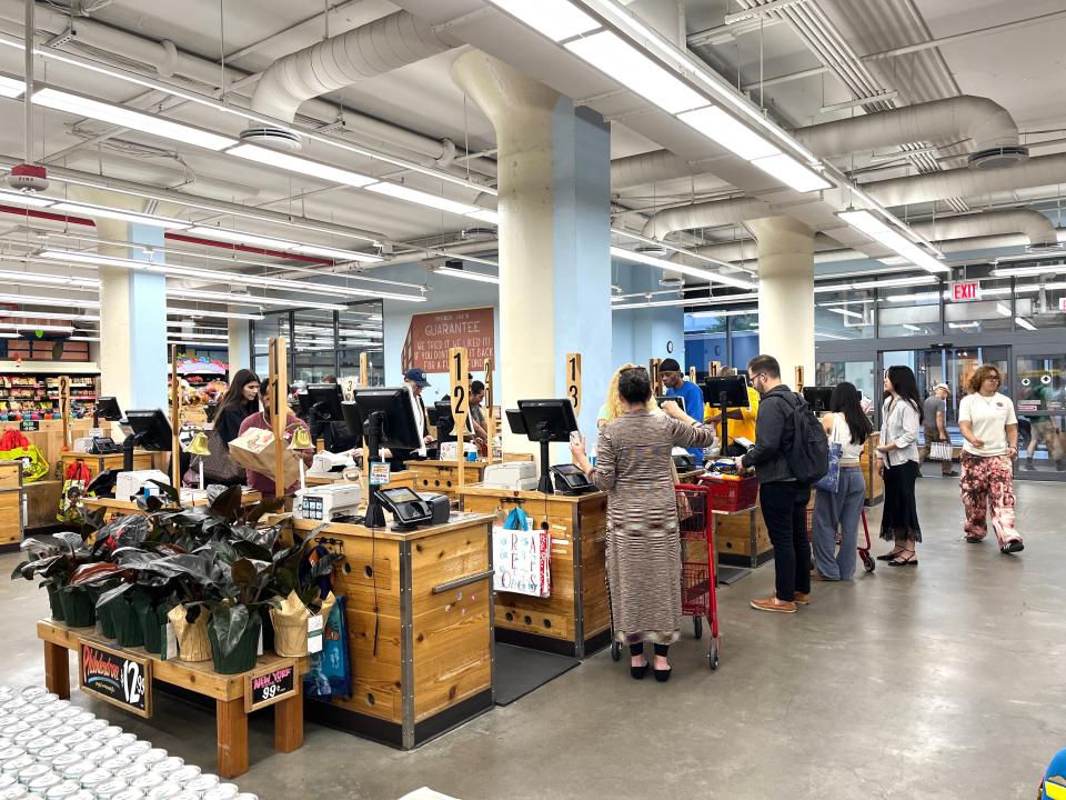 Checkout counters at Trader Joe's.