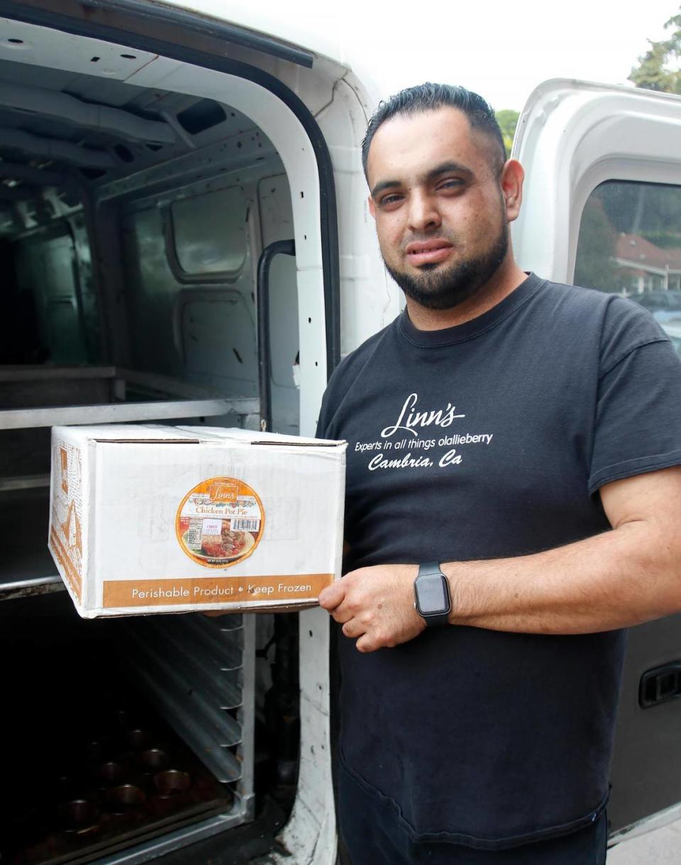 Many businesses have struggled to adequately pay or retain their employees as housing costs have risen, including Linn’s Restaurant. Mario Leocadio is a delivery driver who lives in Los Osos.