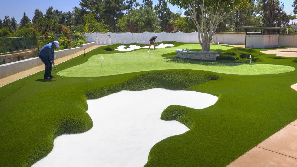 Artificial greens are designed to be played all year round. - Back Nine Greens