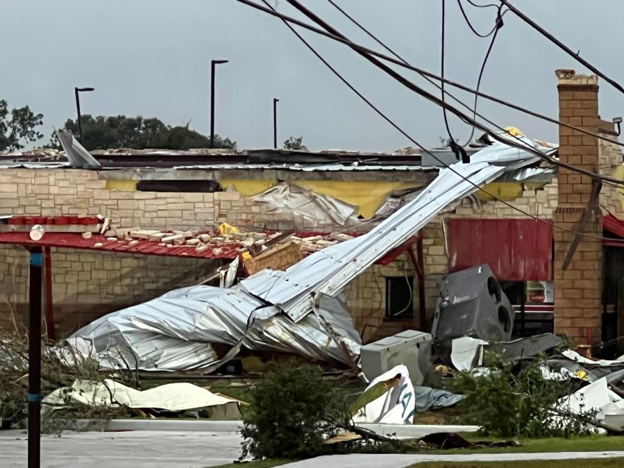 Storm damage in Temple, Texas from a tornado that moved through the area on May 22, 2024 (KXAN Photo/Todd Bailey)