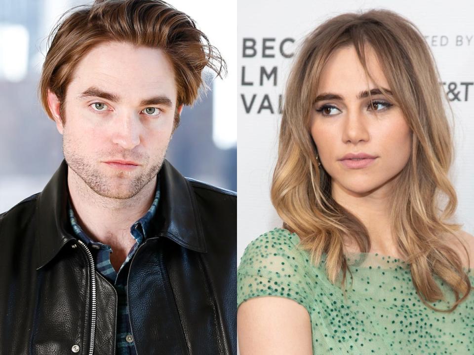 On the left: Robert Pattinson in April 2019. On the right: Suki Waterhouse in May 2019.