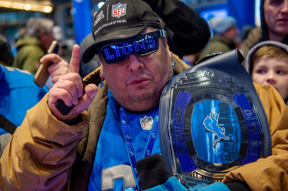 Lions season ticket holder since 2001, Gil Chavez, of Monroe, Mich., was ready for the game against the L.A. Rams at Ford Field on Sunday.