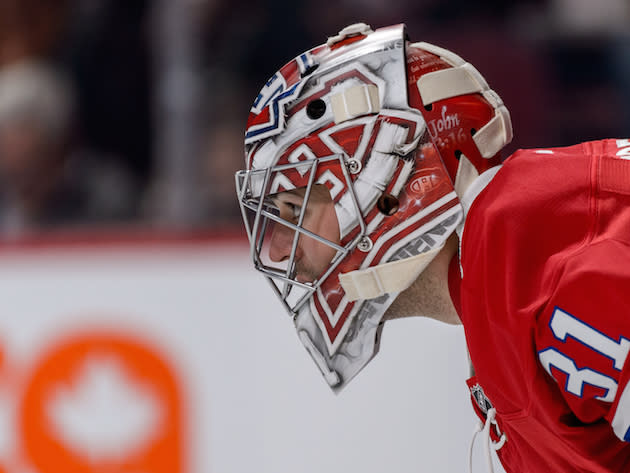 MONTREAL, QC - OCTOBER 20: Carey Price #31 of the Montreal Canadiens looks on during the NHL game against the Arizona Coyotes at the Bell Centre on October 20, 2016 in Montreal, Quebec, Canada. The Montreal Canadiens defeated the Arizona Coyotes 5-2. (Photo by Minas Panagiotakis/Getty Images)