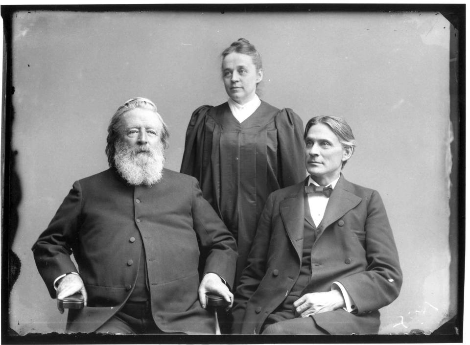 The Rev. Annis Ford Eastman and her husband, the Rev. Samuel Eastman, became co-pastors of The Park Church in 1900 upon the death of the Rev. Thomas K. Beecher, seated at left.