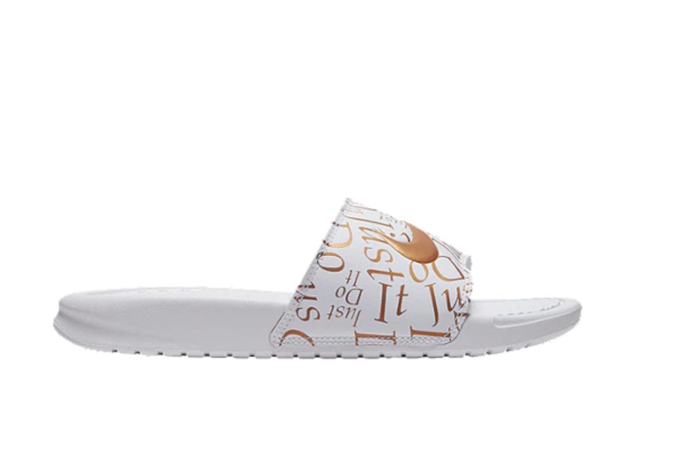 Nike Women's Benassi "Just Do It" Print Slide Sandals. Image via Sport Chek.