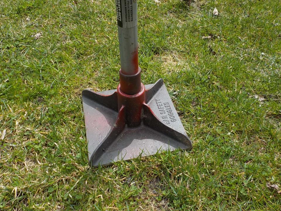 This tamper is useful for lightly packing down seeded areas.