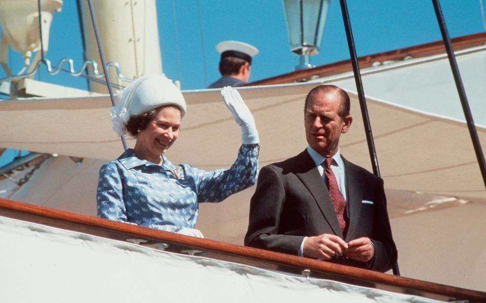 The Queen and Prince Philip on board the Royal Yacht Britannia during a visit to Kuwait in 1979 - Tim Graham /Getty