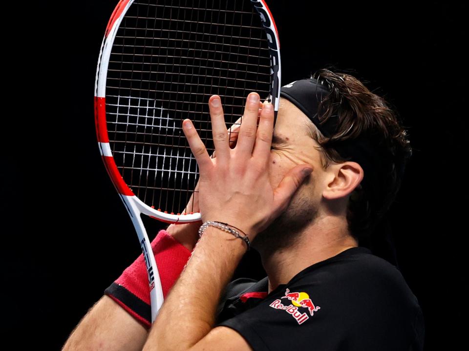 Dominic Thiem celebrates beating Novak Djokovic after just under three hours on court (Getty Images)