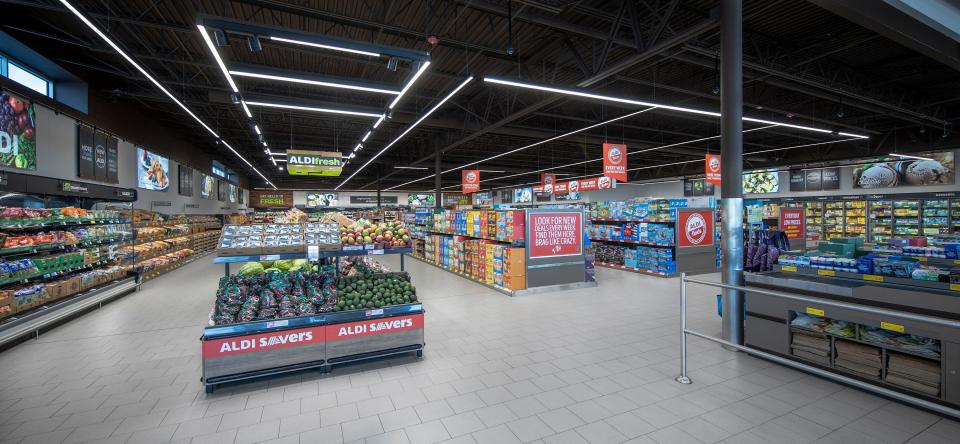 A typical Aldi store layout is pictured in a photo courtesy of the company.