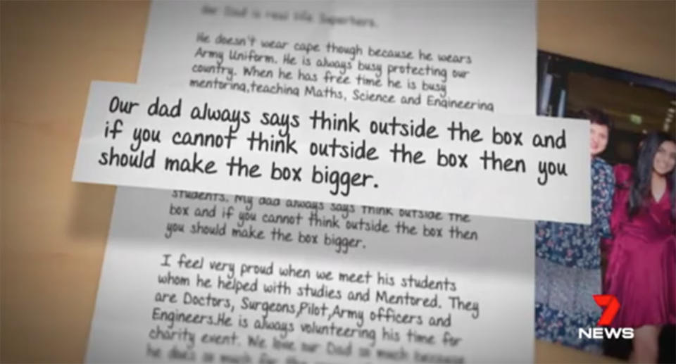 In the letter, the girls wrote their dad was a “real life superhero”. Source: 7 News