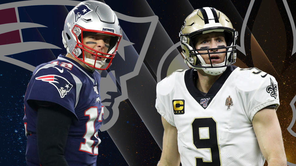 Tom Brady and Drew Brees are out of the NFL playoffs early. (Yahoo Sports illustration by Michael Aguilar)