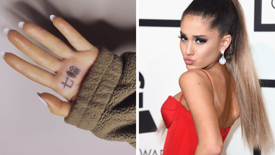 Ariana Grande has left fans confused with her new tattoo. Source: Instagram/Getty