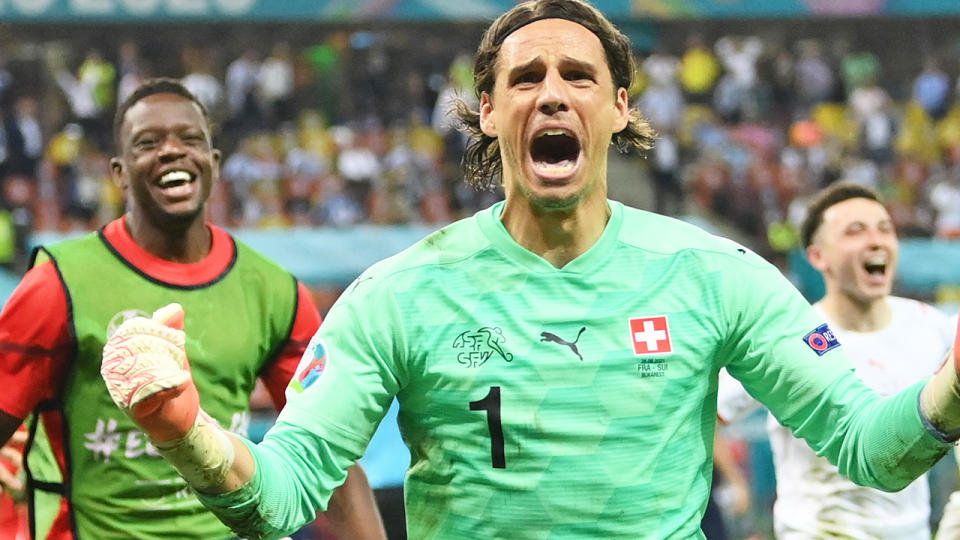 Switzerland's goalkeeper Yann Sommer went wild after his game-saving stop of Kylian Mbappe's penalty.