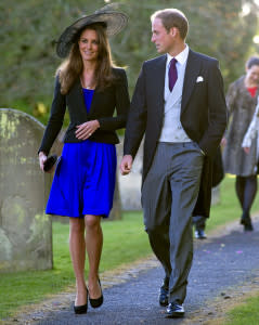An engaged William and Kate attend a friend's wedding before their own engagment is announced in October 2010