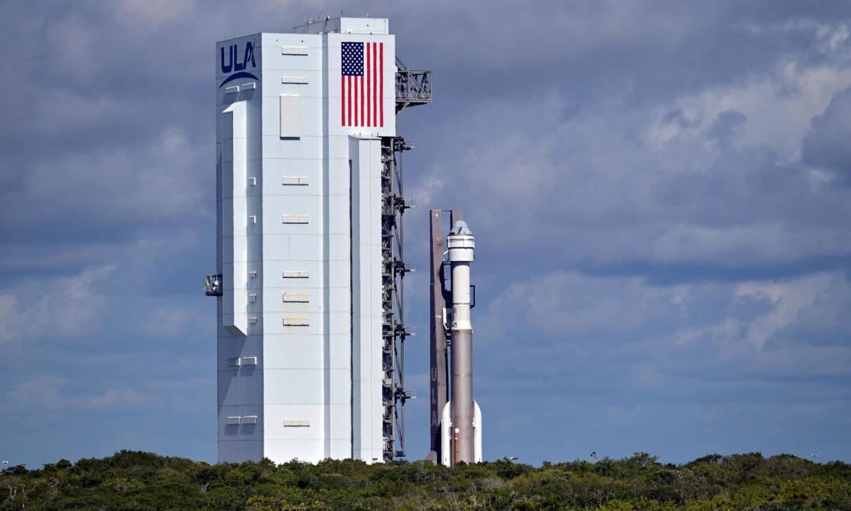 <span>Boeing's Starliner spacecraft aboard a United Launch Alliance Atlas V rocket in Cape Canaveral, Florida, on Saturday.</span><span>Photograph: Steve Nesius/Reuters</span>