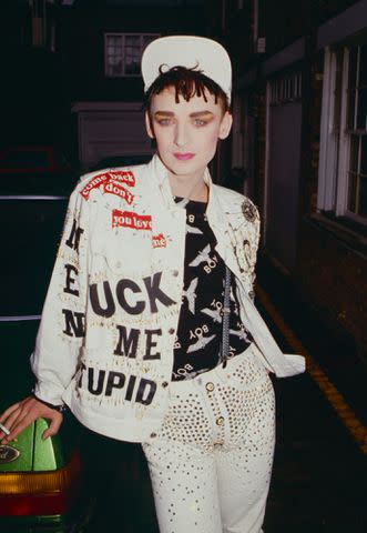 <p>Dave Hogan/ Getty</p> Boy George in 1985