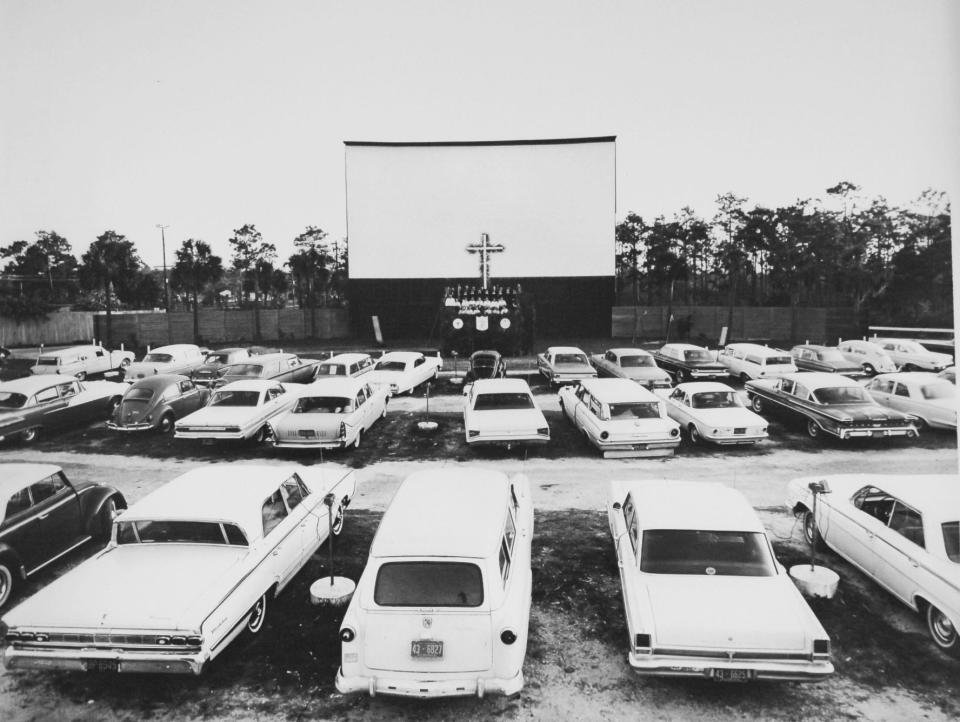 People gathered at for a sunrise Easter service at the Florida Drive-in Theatre in Shalimar in 1965. The town will celebrate its 75th anniversary Saturday.