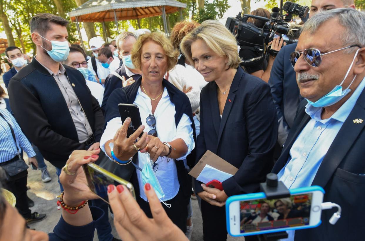 Valérié Pécresse lors de sa rentrée politique à Brive-la-Gaillarde (Corrèze), le 28 août 2021. - MEHDI FEDOUACH / AFP