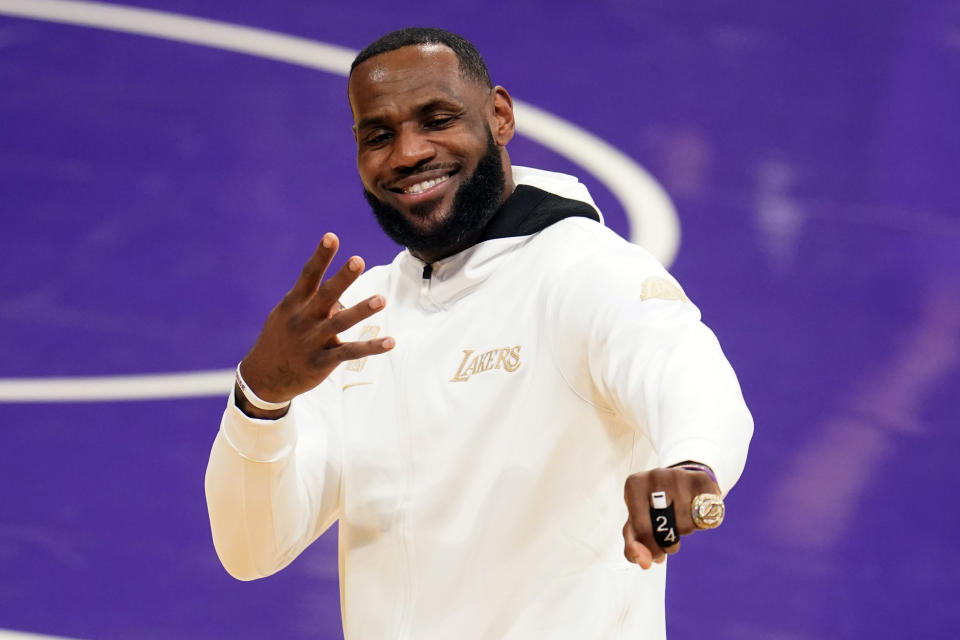 LeBron James with his new championship ring. 