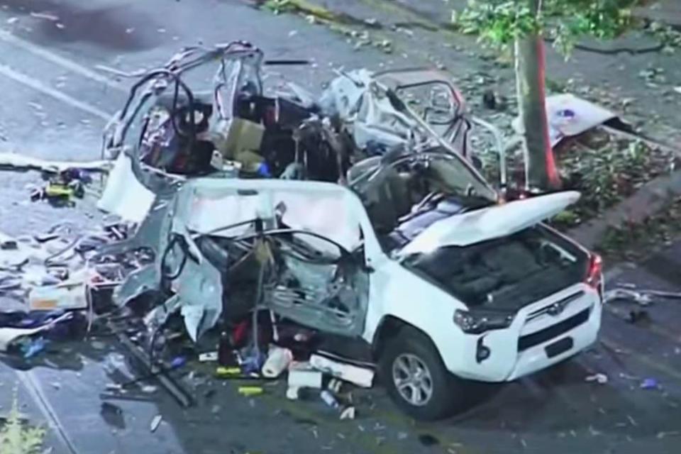 <p>NBCLA/ Youtube</p> Toyota 4Runner explodes 