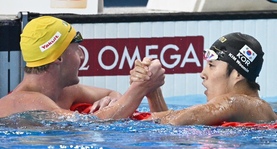 Australian swimmer Elijah Winnington and Korea's Kim Woo-min are among the favourites for 400m freestyle gold at the Paris Olympic Games. Pic: Getty