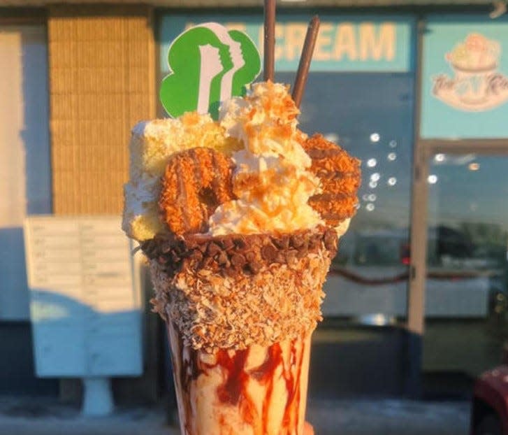 The Caramel Delight milkshake from Ice ‘N’ Roll, 4263 N. Main St., Fall River.