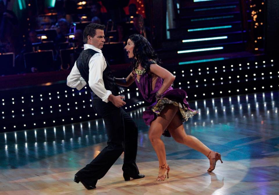 Ted McGinley and Inna Brayer perform a dance on the seventh season of Dancing with the Stars.