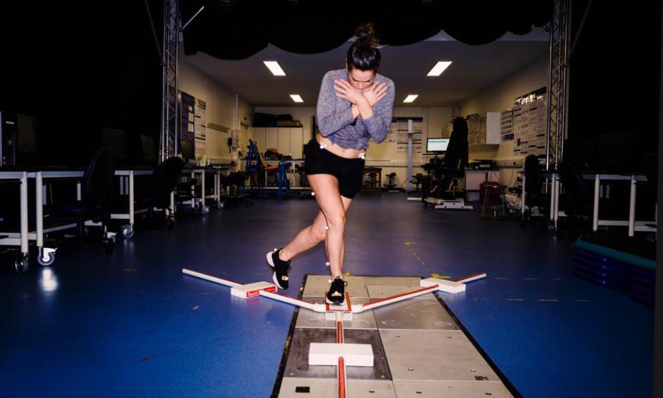 Claire Rafferty goes through tests at the University of Roehampton as part of research into ACL injuries.