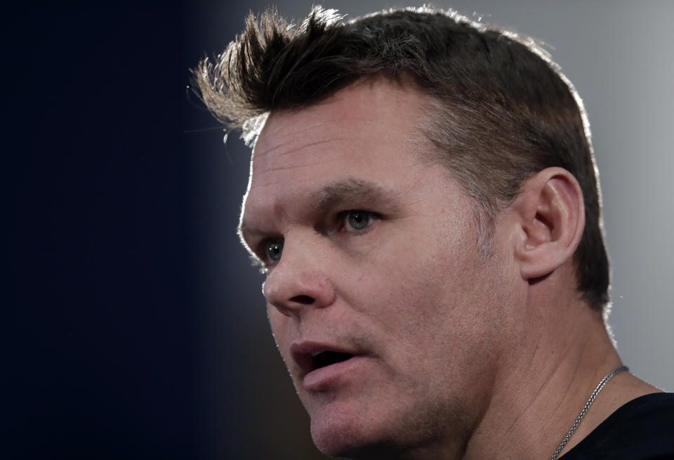 Indianapolis Colts general manager Chris Ballard answers questions during a press conference Wednesday. (AP)