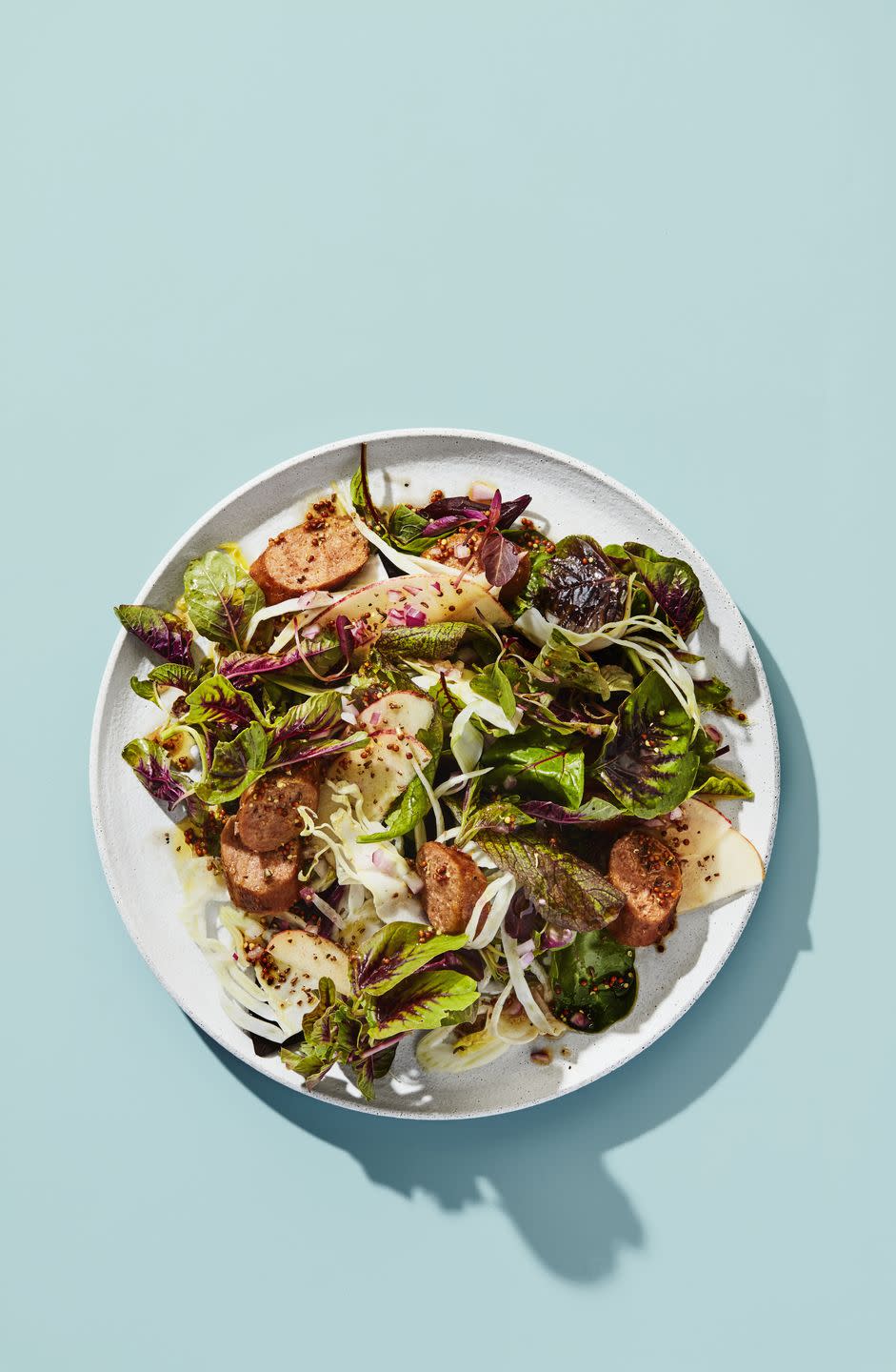 Vegan Bratwurst-Apple Salad With Caraway Vinaigrette