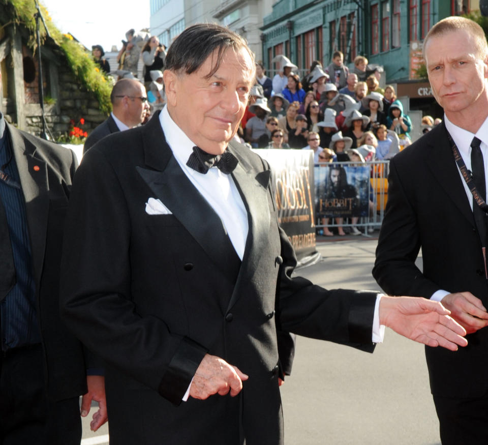 Cast member Barry Humphries who plays Great Goblin on the red carpet at the premiere of "The Hobbit: An Unexpected Journey," at the Embassy Theatre, in Wellington, New Zealand, Wednesday, Nov. 28, 2012. (AP Photo/SNPA, Ross Setford) NEW ZEALAND OUT