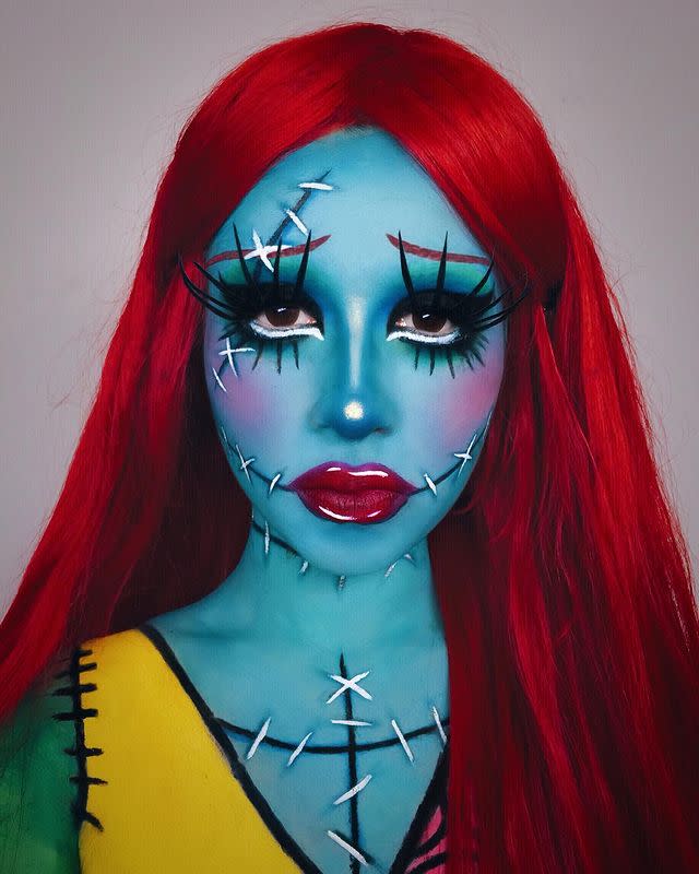 <p>Channel everyone's favourite tragic heroine, The Nightmare Before Christmas' Sally, with blue skin, white stitches and a solid red wig.</p><p><a href="https://www.instagram.com/p/Bm4cPyNA3sZ/" rel="nofollow noopener" target="_blank" data-ylk="slk:See the original post on Instagram;elm:context_link;itc:0;sec:content-canvas" class="link ">See the original post on Instagram</a></p>