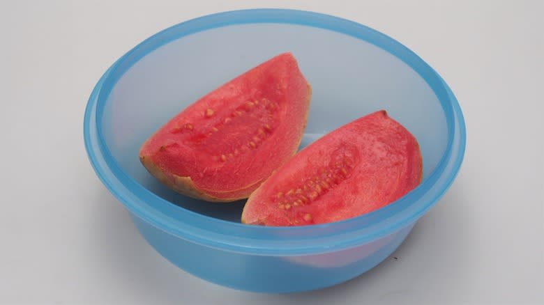 Cut guava in a container