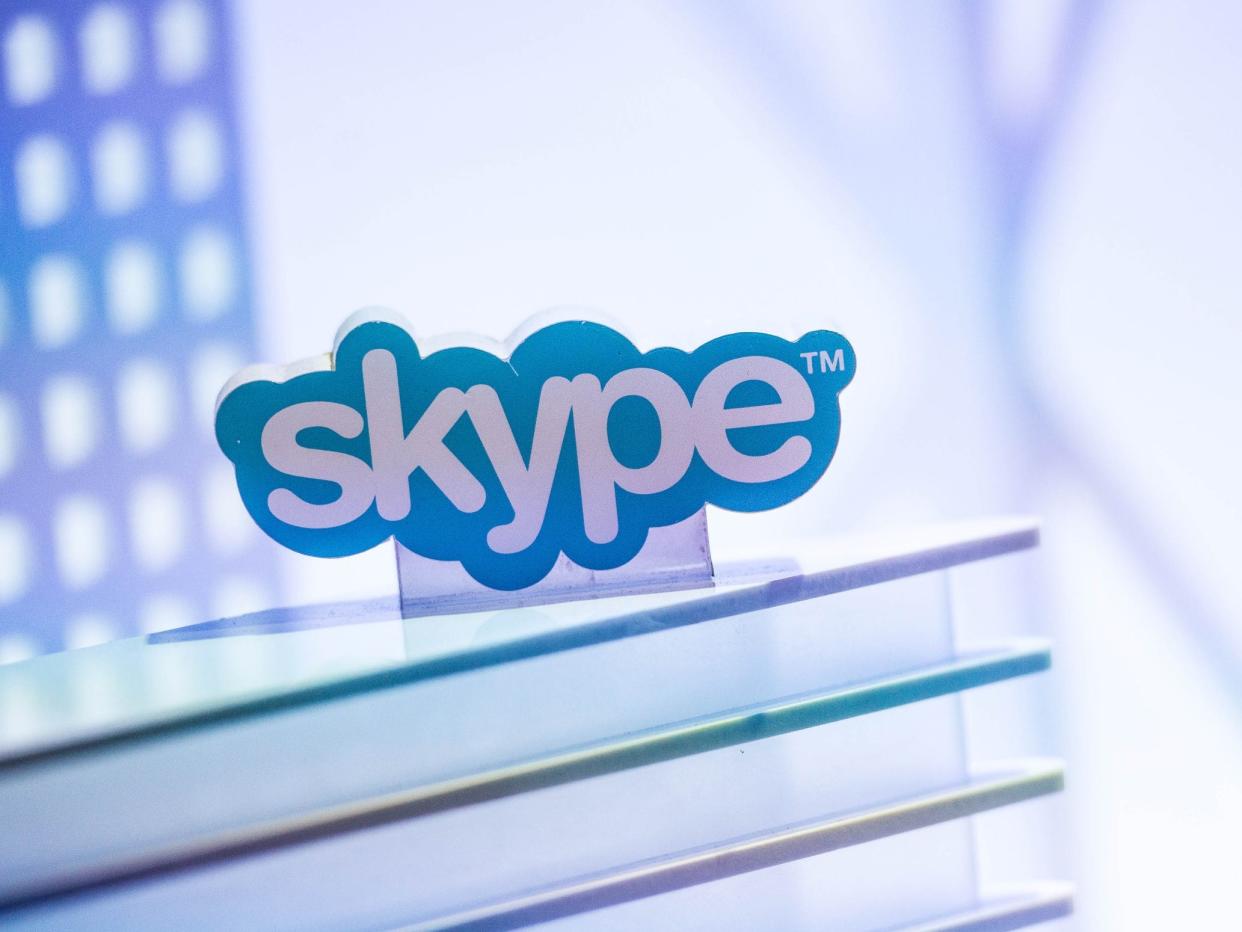 Skype logo on top of a shelf