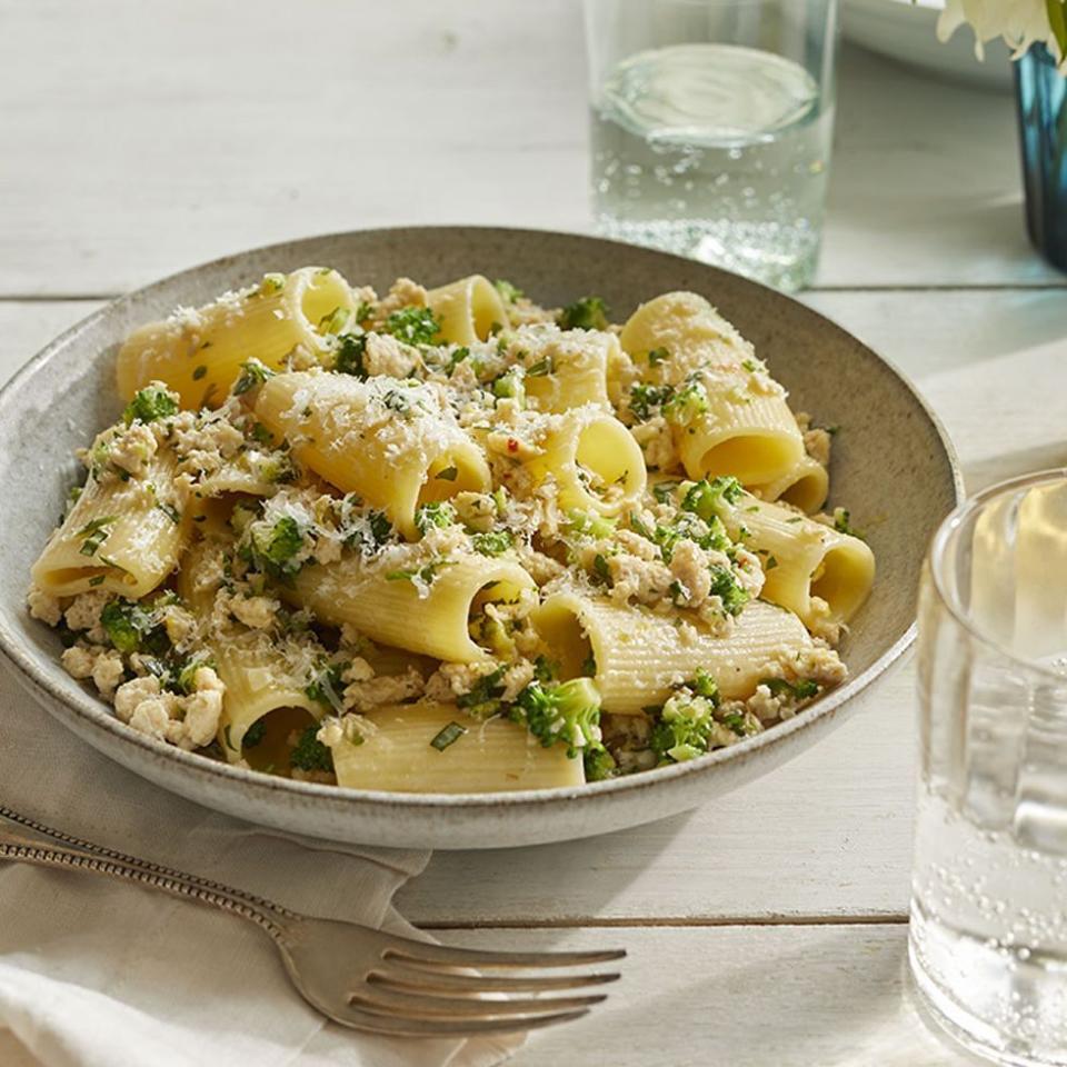 Rigatoni with Chicken and Broccoli Bolognese