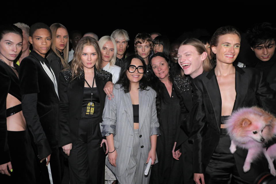 Anna Delvey (left center) with Shao Shang and Kelly Cutrone