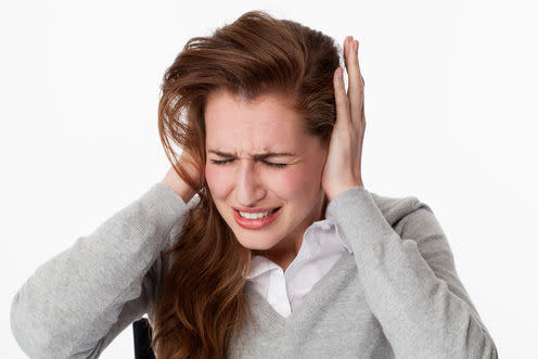 <span class="caption">Tinnitus: deafening.</span> <span class="attribution"><a class="link " href="https://www.shutterstock.com/image-photo/tinnitus-concept-stressed-out-young-woman-328176605?src=TzRUamyFeR7mLwLe0NeSPQ-1-11" rel="nofollow noopener" target="_blank" data-ylk="slk:Shutterstock;elm:context_link;itc:0;sec:content-canvas">Shutterstock</a></span>