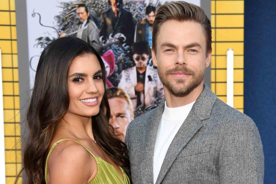 <p>Jon Kopaloff/Getty</p> Hayley Erbert and Derek Hough on August 1, 2022 in Los Angeles, California. 