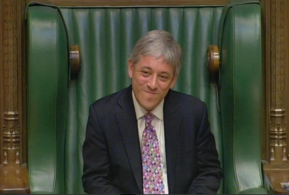 File photo dated 22/06/09 of John Bercow MP addressing the House of Commons after winning the ballot to become the Speaker of the House of Commons. Bercow has announced that he will stand down as Commons Speaker at the end of next month unless an election is called before then.