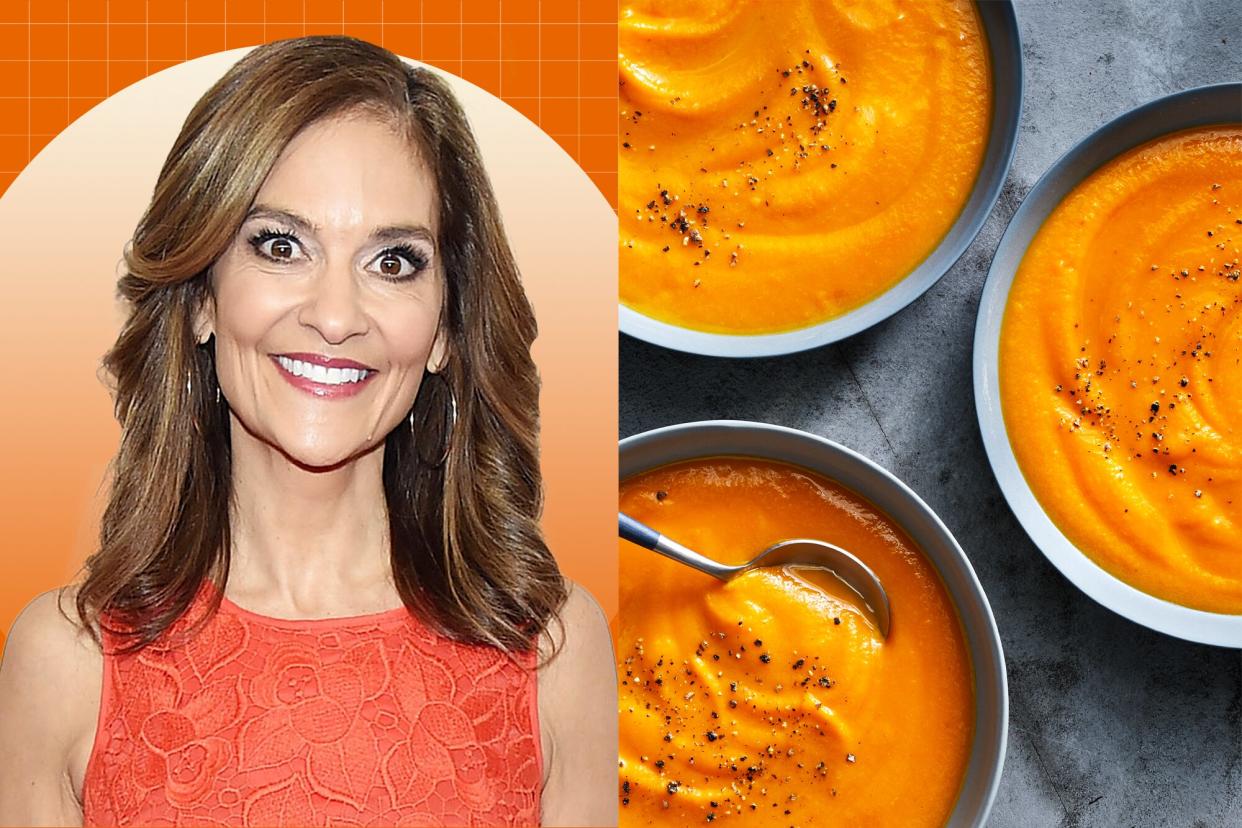 a side by side of Joy Bauer and EatingWell's Instant Pot Carrot Soup