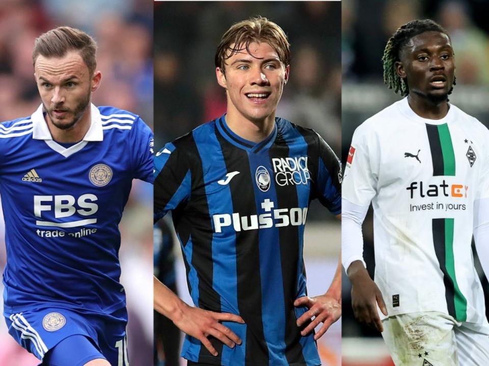 James Maddison, Rasmus Højlund and Manu Kone could be on the move this summer (Getty)