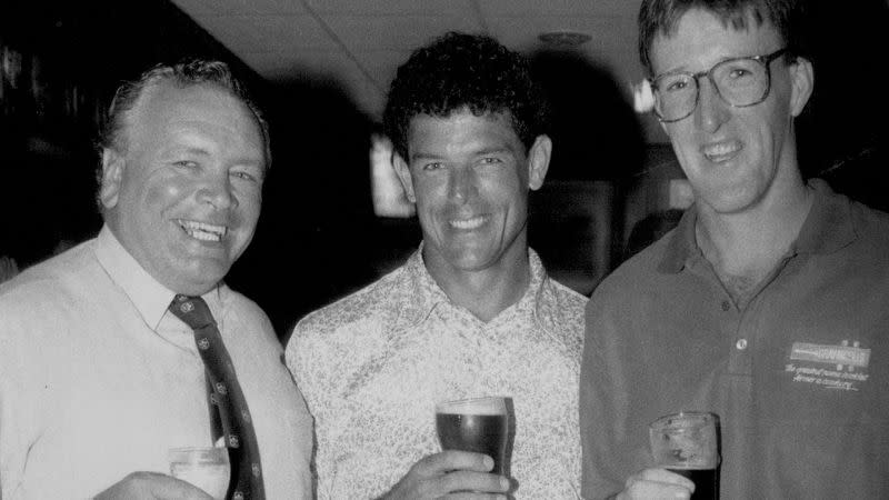 Jeff Sayle, Michael Whitney and Geoff Lawson in 1991. (Photo by Philip Wayne Lock/Fairfax Media via Getty Images)