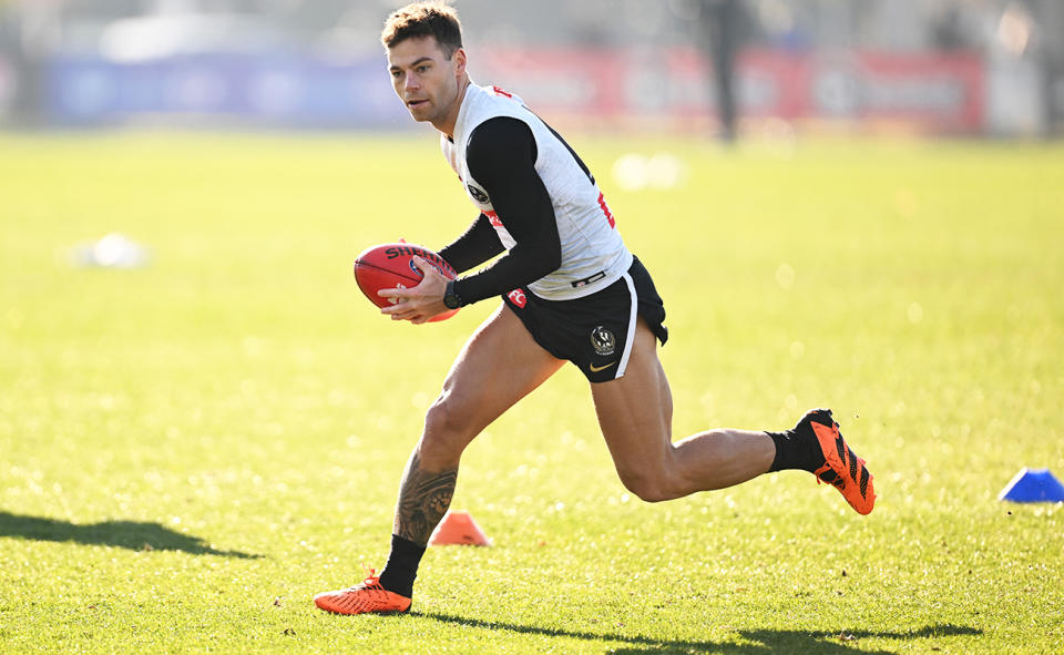 Jamie Elliott, pictured here at a Collingwood training session.