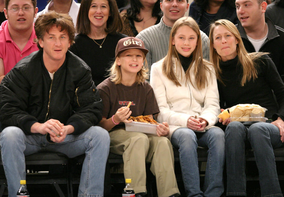 Sean Penn, Hopper Jack Penn, Dylan Frances Penn and Robin Wright Penn (Photo by James Devaney/WireImage)