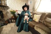 Harry Potter fan Maria York poses in her Professor McGonagall costume at her home in Grays, Britain, March 7, 2017. REUTERS/Neil Hall