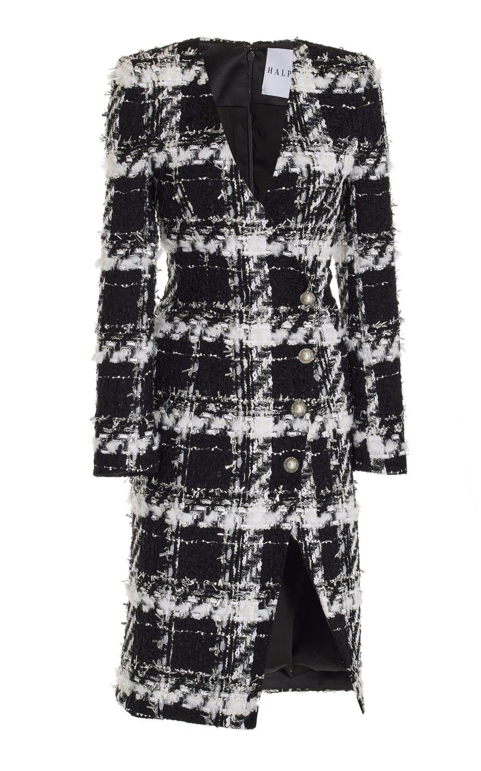 Checked Tweed Midi Jacket Dress