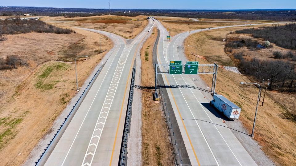 The northern most portion of the Kickapoo Turnpike is pictured April 1, 2022, in Luther.