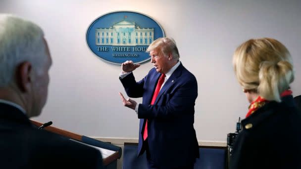 PHOTO: President Donald Trump speaks about the coronavirus in the James Brady Press Briefing Room of the White House in Washington, March 31, 2020. (Alex Brandon/AP)