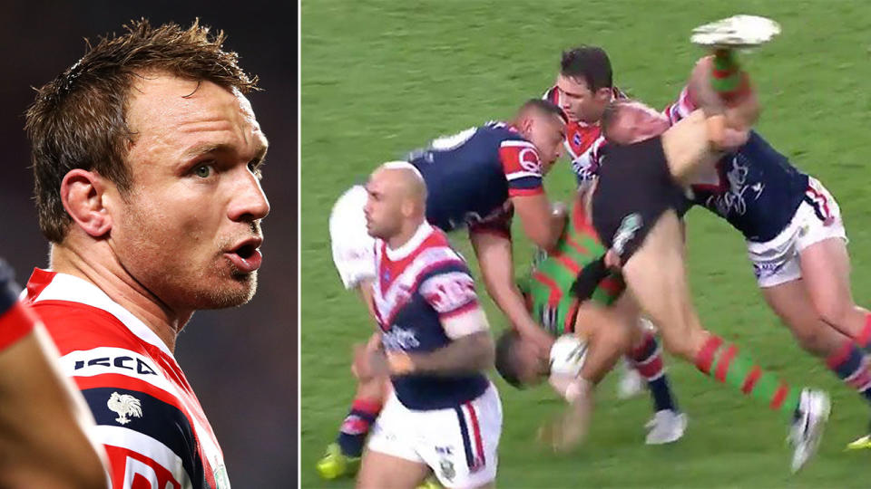 Roosters hooker Jake Friend is free to play in the NRL grand final, despite being charged for a dangerous tackle. Pic: Getty/WWOS